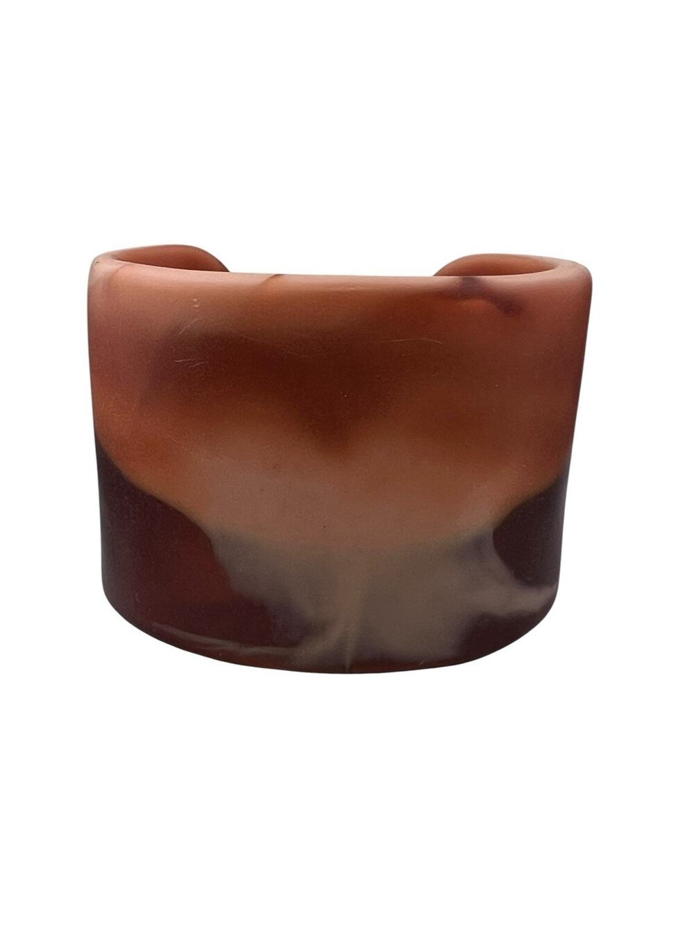 Dinosaur Designs Cuff Resin Bracelet Orange Browns Faux Tortoiseshell